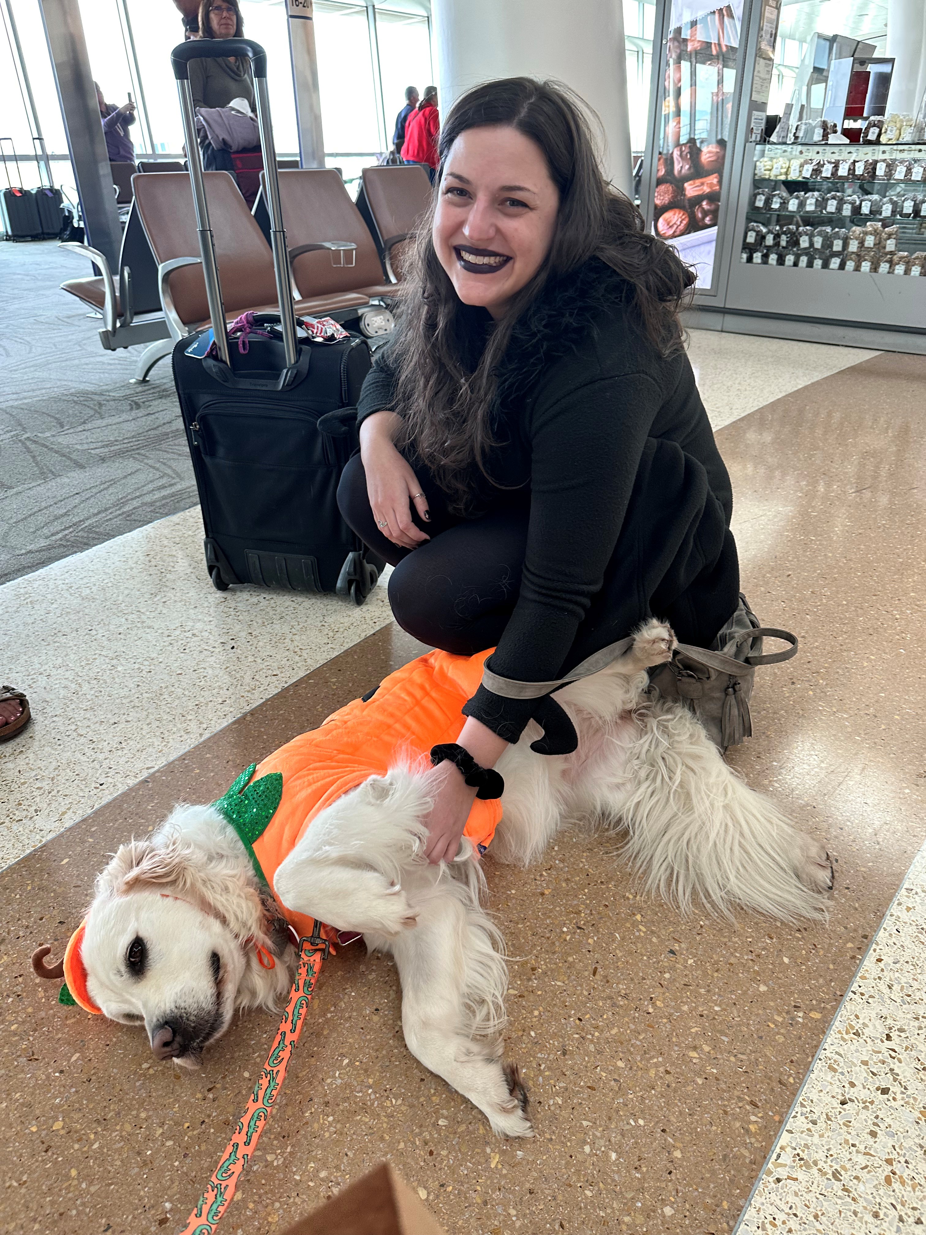 SJC therapy animals in the teminal on halloween