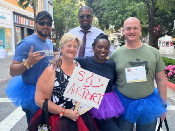 SJC employees participate in Walk a Mile in Their Shoes.