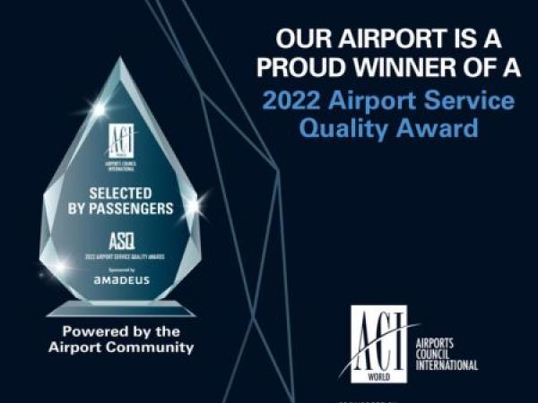 Our airport is a proud winner of a 2022 Airport Service Quality Award.